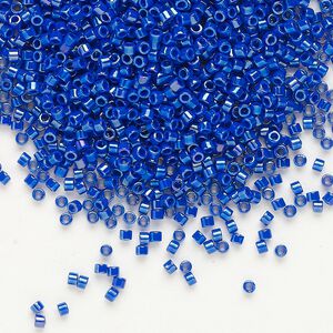Seed bead, Delica&reg;, glass, pkg/7.5g, #11 round, opaque rainbow luster cobalt (DB-0216).