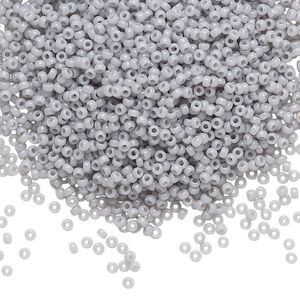 Seed bead, Miyuki, glass, pkg/35g, #15 rocaille, opaque ghost grey, (RR-498).