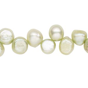 Pearl, cultured freshwater (dyed), aloe, 8-10mm top-drilled flat-sided potato with 0.4-0.5mm hole, D grade, Mohs hardness 2-1/2 to 4. Sold per 14-inch strand.