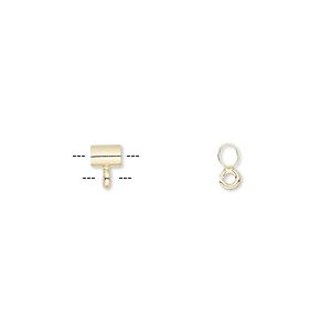Bead 1pkg10 gold-plated, 4x3mm tube / open loop, brass