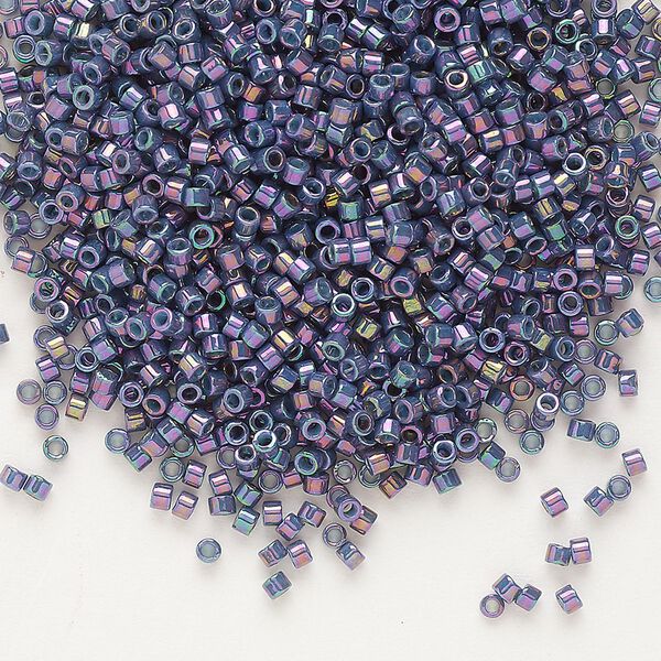 Seed bead, Delica&reg;, glass, pkg/50g, #11 round, opaque rainbow gold luster purple grey (DB-0134). image number 0