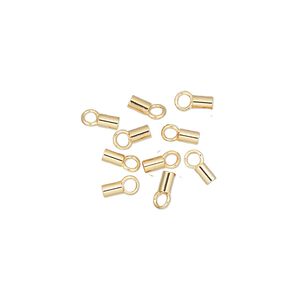 Crimp end 1pkg500 gold-plated, 3.5x2mm tube / loop / 1.5mm inside diameter, brass