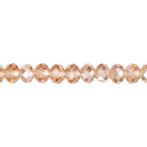 Bead 1pk 48 facets transparent light pink light citrine, Celestial Crystal&reg; 6x4mm rondelle 15.5-16 inch
