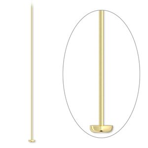 Head pin 1pkg10 14Kt gold-filled, 2 inch, 26 gauge