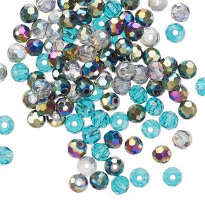 Bead mix 100pk 32 facets ocean, Celestial Crystal&reg; 4mm round
