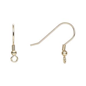 Ear wire fishhook 1pkg100, 20mm / 3mm ball / 4mm coil / perpendicular open loop, 21 gauge gold-finished stainless steel 50 pair