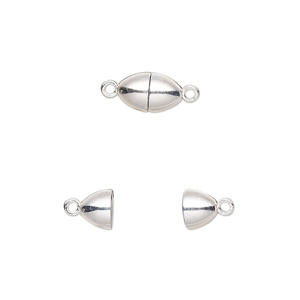 Clasp magnetic 1pkg1 sterling silver, 10x6mm oval / 3mm jump ring, 1-strand image number 0