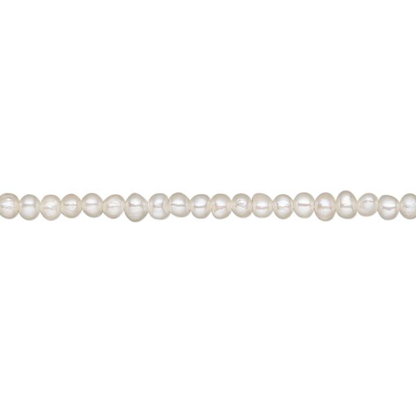Pearl, White Lotus&trade;, cultured freshwater (bleached), white, 1.5-2mm seed, C grade, Mohs hardness 2-1/2 to 4. Sold per 15-1/2" to 16" strand. image number 0