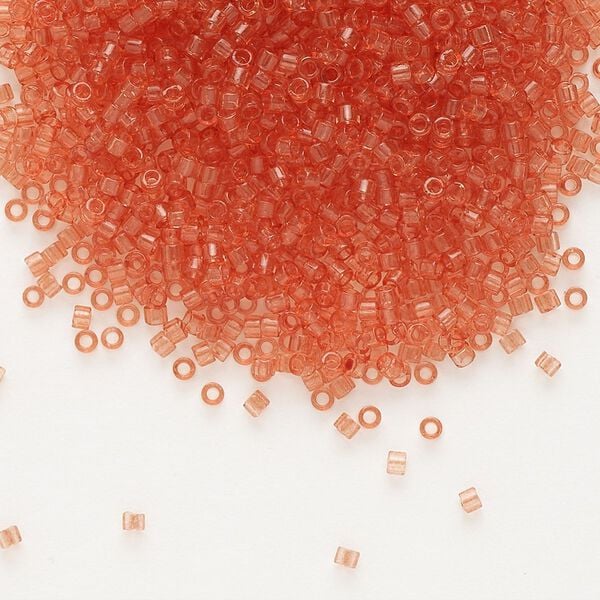 Seed bead, Delica&reg;, glass, pkg/50g, #11 round, transparent outside dyed peach (DB-1302). image number 0