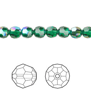 Bead 1pkg360 majestic green shimmer, Swarovski&reg;, 6mm faceted round 5000