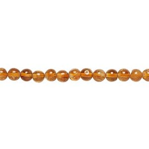 Citrine 1pkg1, hand-cut round bead 15.5-16 inch 4mm