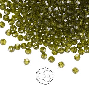 Bead 24pk olivine, Preciosa Czech crystal 3mm round