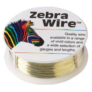 Wire, Zebra Wire&trade;, brass, round, 28 gauge. Sold per 1/4-pound spool, approximately 164 yards.