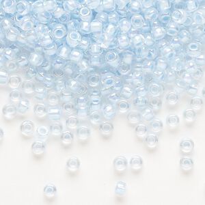 Seed bead, Dyna-Mites&trade;, glass 1pkg40g, #8 round, translucent inside dyed color rainbow ice blue (315 8/0 RR)