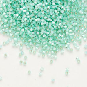 Seed bead, Delica&reg; 1pkg7.5g glass, #11 round, translucent silver-lined light aqua green / outside dyed (DB-0626)