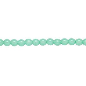 Bead, Czech dipped d&eacute;cor glass druk, opaque light turquoise blue, 4mm round. Sold per 15-1/2" to 16" strand.