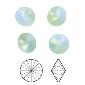 Chaton 4pk peridot frost foil back, Crystal Passions&reg; 10.54-10.91mm rivoli SS47 1122