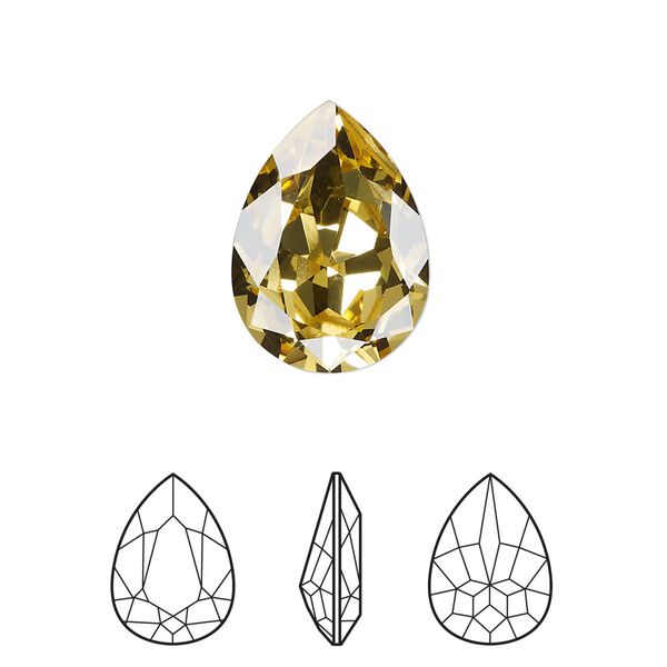 Fancy stone 1pkg48 dark jonquil foil back, Swarovski&reg; ReCreated&trade; 18x13mm pear 4320 image number 0