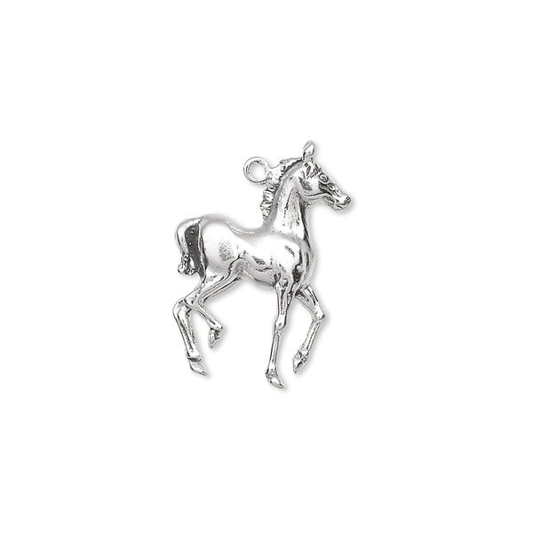 Charm, antiqued sterling silver 1pkg1, 20x14mm single-sided colt. image number 0
