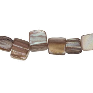 Mother-of-pearl shell 1pkg1, triangle tube bead 14 inch taupe AB 6x6mm-12x10mm