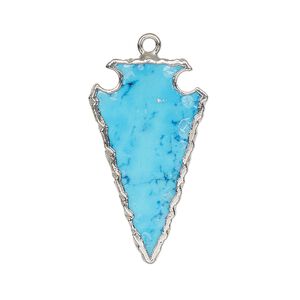 Drop 1pkg1, electroplated sterling silver and magnesite, 30x15mm hand-cut arrowhead