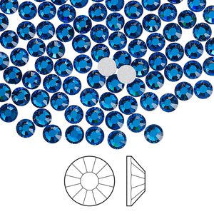 Flat back 144pk Capri blue foil back, Preciosa Viva 12&reg; Czech crystal rhinestone 3.8-4mm chaton rose round SS16