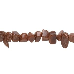 Bead, brown goldstone (glass) (man-made), small chip. Sold per 36-inch strand.