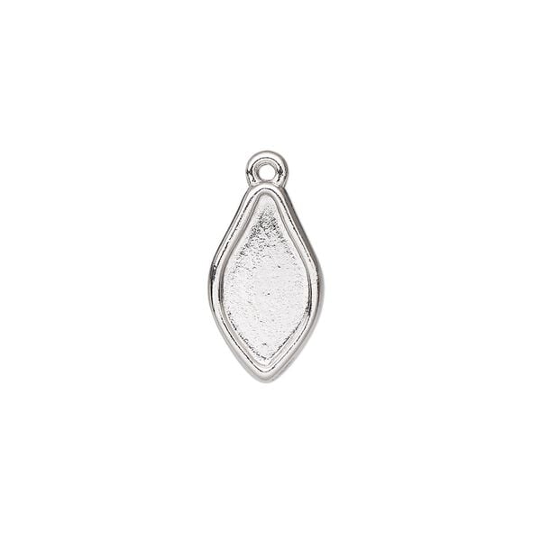 Drop, TierraCast&reg;, white bronze-plated pewter (tin-based alloy), 16.5x9.5mm teardrop with renewal theme and 14x7mm flat back flame setting. Sold per pkg of 4. image number 0