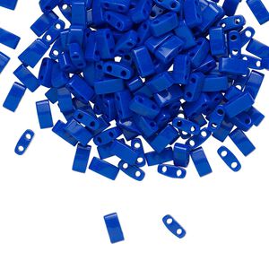 Seed bead, TILA&reg;, glass, pkg/10g, 5x2.3mm half tila rectangle, opaque cobalt blue, (HTL-414).