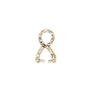 Bail, ice-pick. pewter (tin-based alloy), pkg/1, antique gold plate, 16x10mm with weave design, 5mm grip length.
