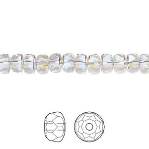 Bead 36pk crystal AB, Crystal Passions&reg; 6x4mm rondelle 5045
