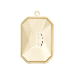 Drop, Almost Instant Jewelry&reg;, gold-plated brass, 29x21mm rectangle with 27x18.5mm emerald-cut setting. Sold per pkg of 2.