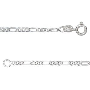 Chain 1pkg1 sterling silver figaro, 2.1mm / mixed clasp, 36 inch