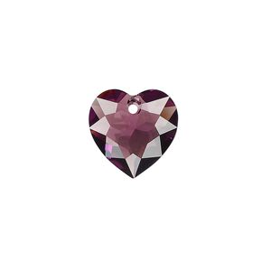Drop 1pk amethyst, Crystal Passions&reg; 14.5mm pendant heart cut 6432