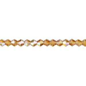 Bead 1pk transparent gold AB, Celestial Crystal&reg; 4mm bicone 15.5-16 inch