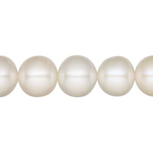 Pearl, White Lotus&trade;, cultured freshwater (bleached), white, 12-13mm semi-round, C+ grade, Mohs hardness 2-1/2 to 4. Sold per 15-1/2" to 16" strand.