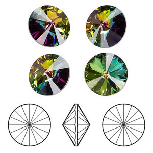 Chaton 4pk crystal vitrail medium foil back, Crystal Passions&reg; 16mm rivoli 1122