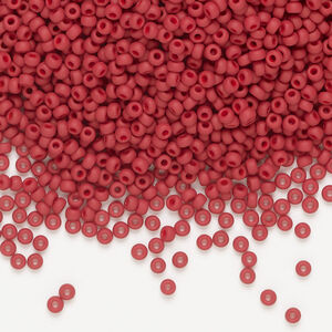 Seed bead, Miyuki, glass, 1pkg25g, #11 rocaille, opaque matte luster brick red (RR-2040)