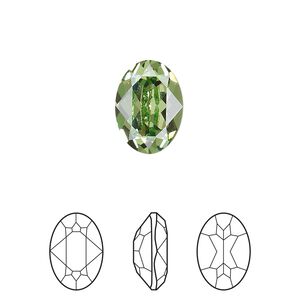 Fancy stone 144pk peridot foil back, Swarovski&reg; ReCreated&trade; 14x10mm oval 4120