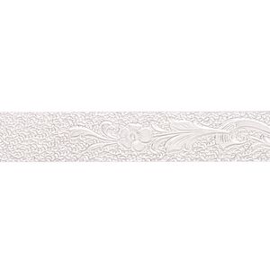 Wire, sterling silver, dead-soft, 8.5mm with floral pattern, 28 gauge. Sold per pkg of 1 foot.
