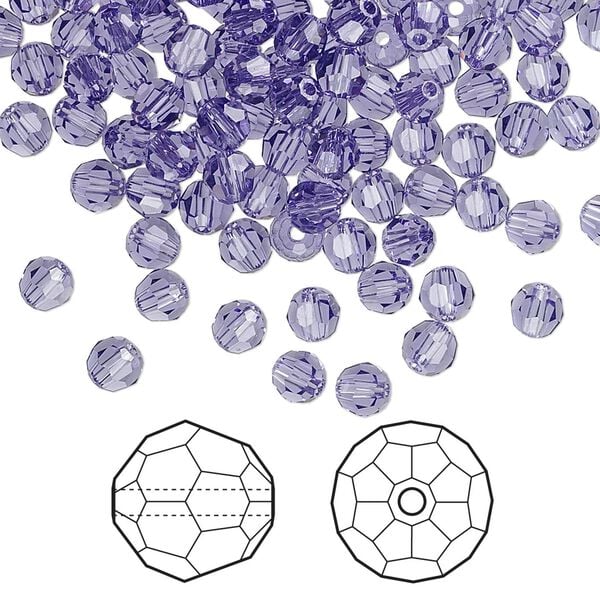 Bead 144pk tanzanite, Crystal Passions&reg; 4mm round 5000 image number 0