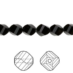 Bead 12pk jet, Crystal Passions&reg; 8mm helix 5020