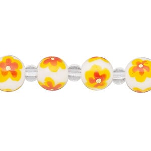 Bead, glass 1pkg8, multicolored, 10mm hand-painted round.