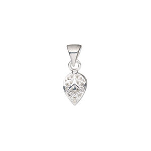 Bail, ice-pick, sterling silver, 9x7mm leaf with 4.5mm grip length. Sold individually.