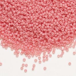 Seed bead, Miyuki, glass, pkg/35g, #15 rocaille, Duracoat&reg; opaque outside dyed guava, (RR-4465).