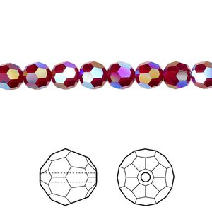 Bead 12pk Siam shimmer 2X, Crystal Passions&reg; 6mm round 5000
