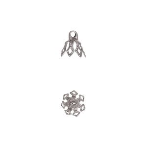 Bead cap, gunmetal-plated brass, 7x5.5mm 7-prong bell, fits 5-7mm bead. Sold per pkg of 100.