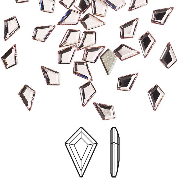 Flat back 288pk light rose foil back, Swarovski&reg; 6.4x4.2mm kite 2771 image number 0