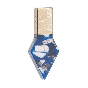 Pendant, gold-finished brass and resin, multicolored, 36x14mm double-sided dagger. Sold individually.