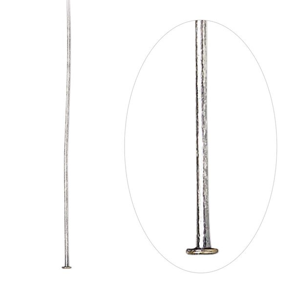 Head pin 1pkg500 silver-plated, 1.5 inch, 24 gauge brass antique image number 0